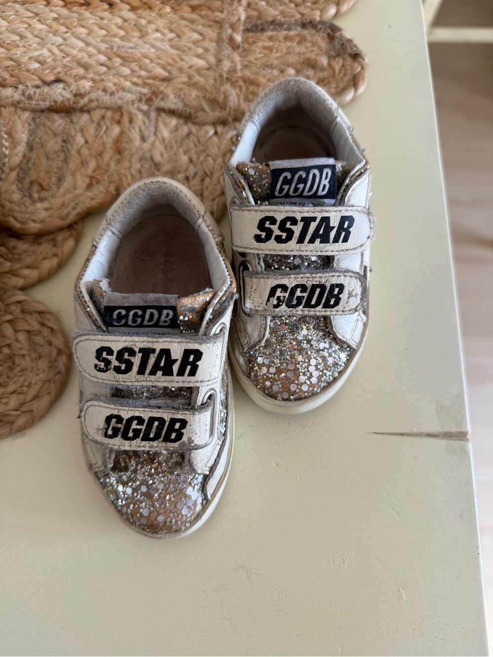Golden Goose Kids SSTAR Glitter Strap Sneakers - White & Gold